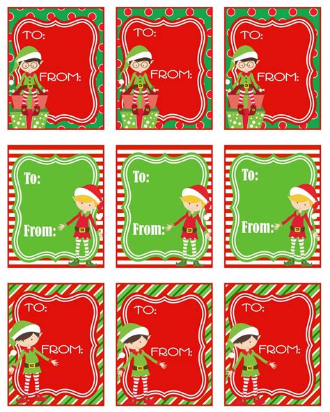 elf christmas gift tags